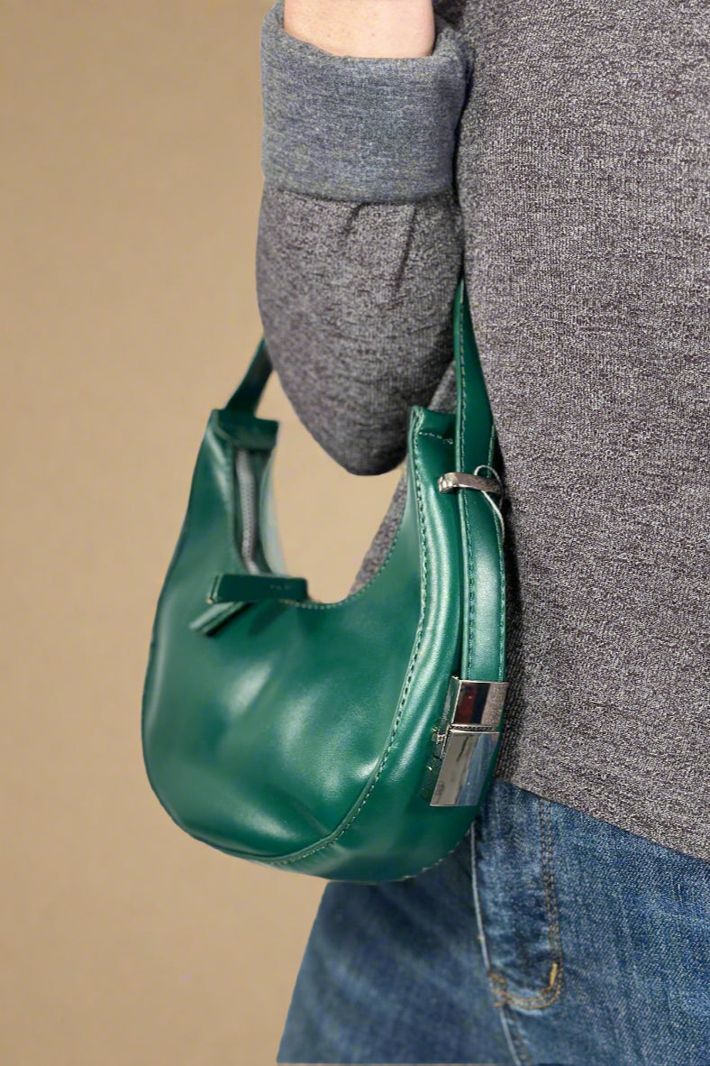 Crescent Shoulder Handbag - Green