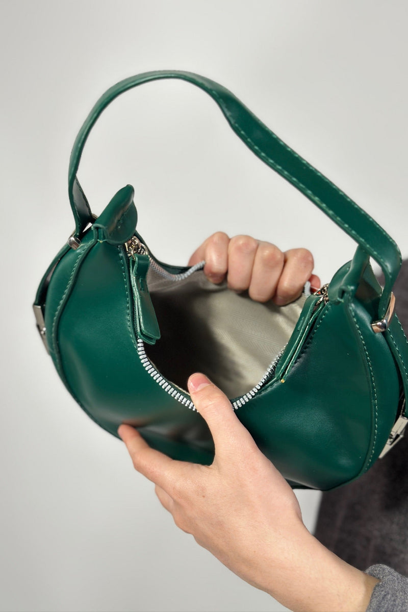 Crescent Shoulder Handbag - Green