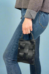 Woven Messenger Bag - Black