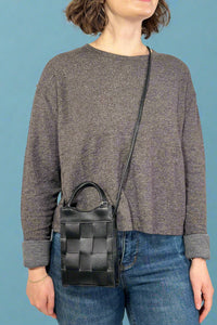 Woven Messenger Bag - Black