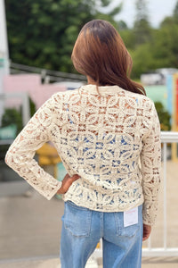Lace Crochet Cotton Cardigan - Ecru