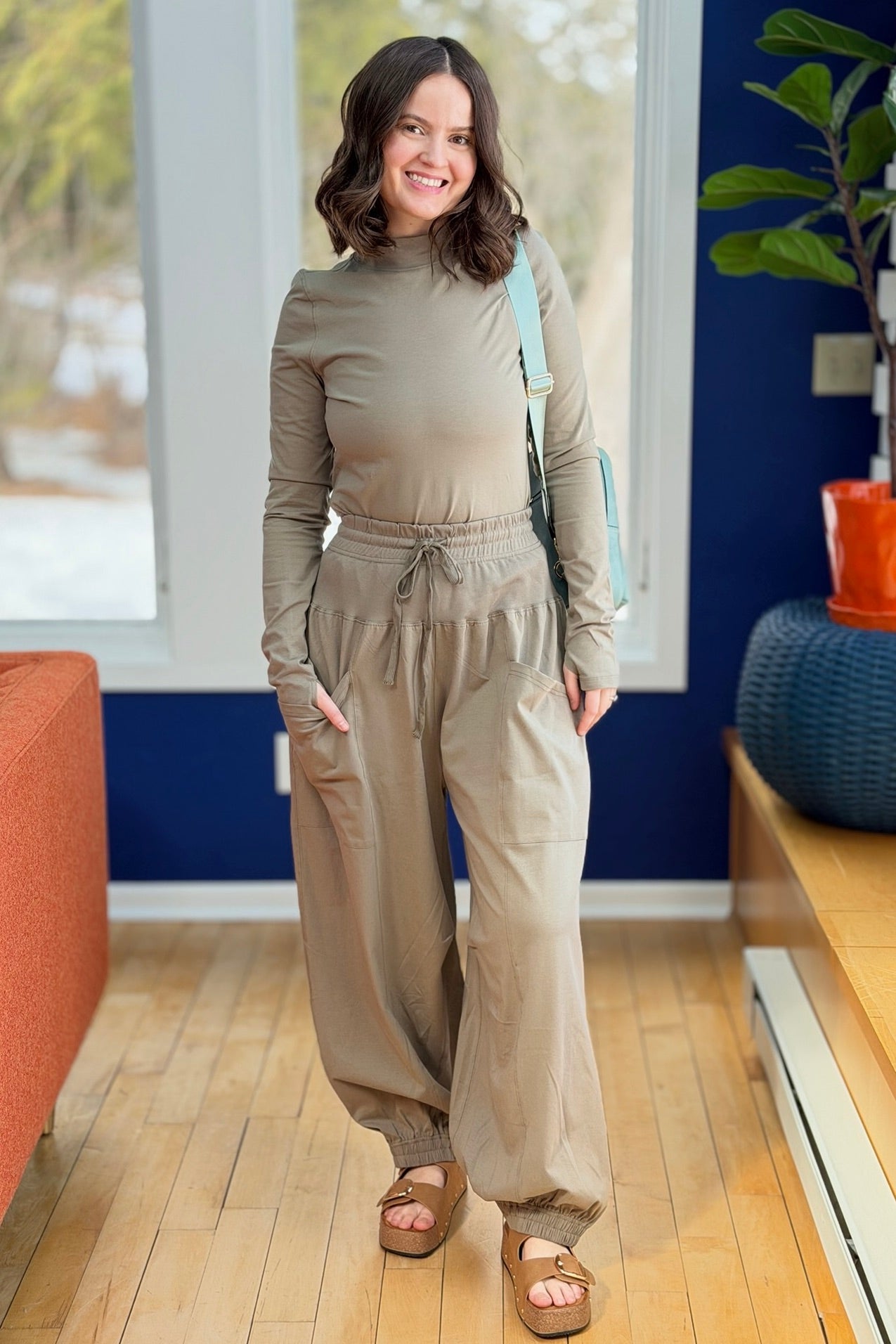 Relaxed Harem Pants - Warm Grey