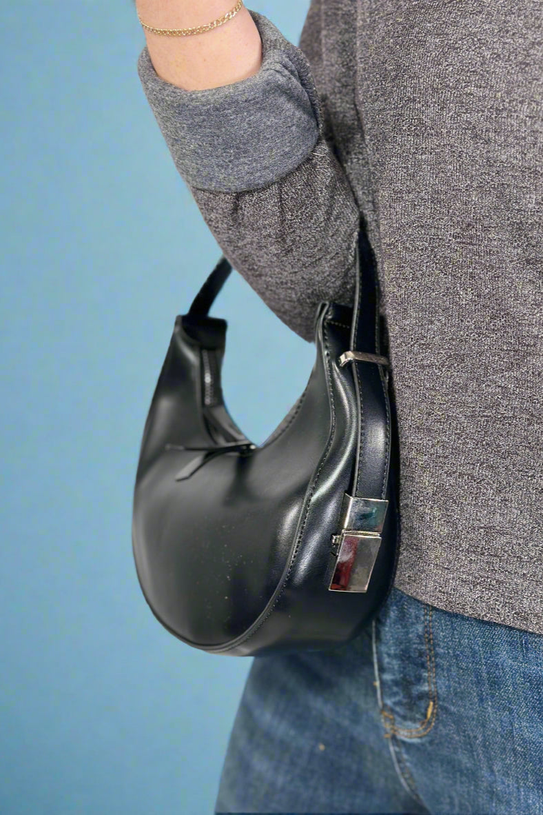 Crescent Shoulder Handbag - Black