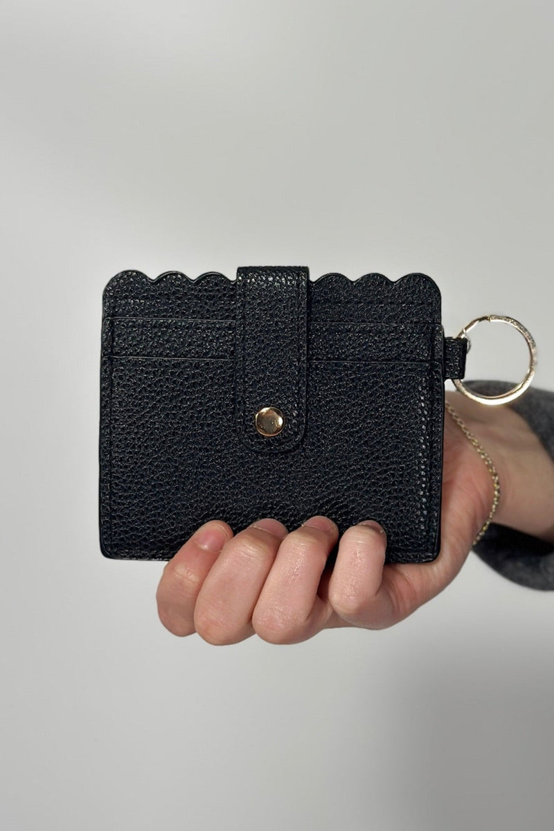 Scalloped Card Holder Wallet - Black