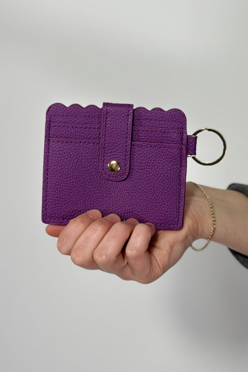 Scalloped Card Holder Wallet - Dark Purple