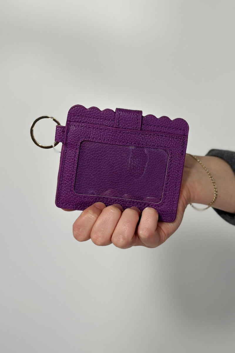 Scalloped Card Holder Wallet - Dark Purple
