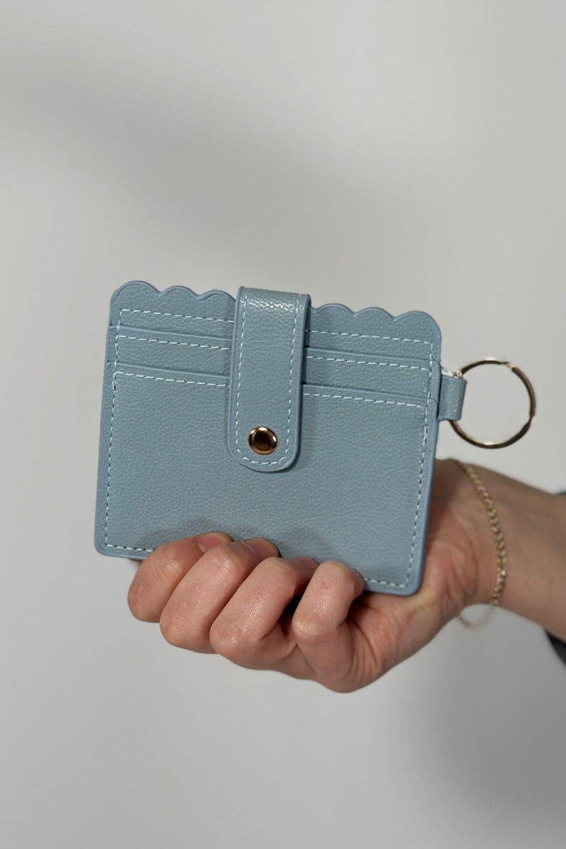Scalloped Card Holder Wallet - Light Blue