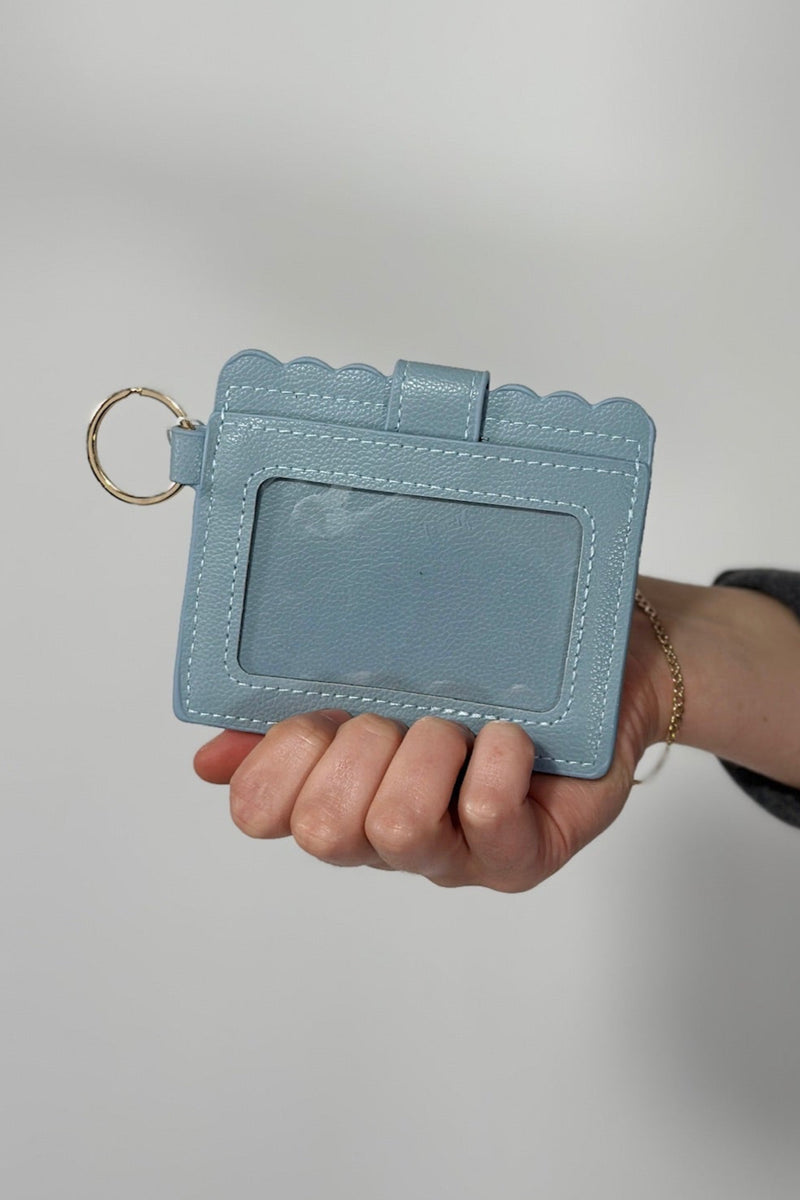 Scalloped Card Holder Wallet - Light Blue