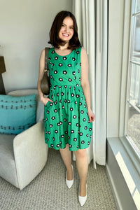 Fit & Flare Floral Dress - Green