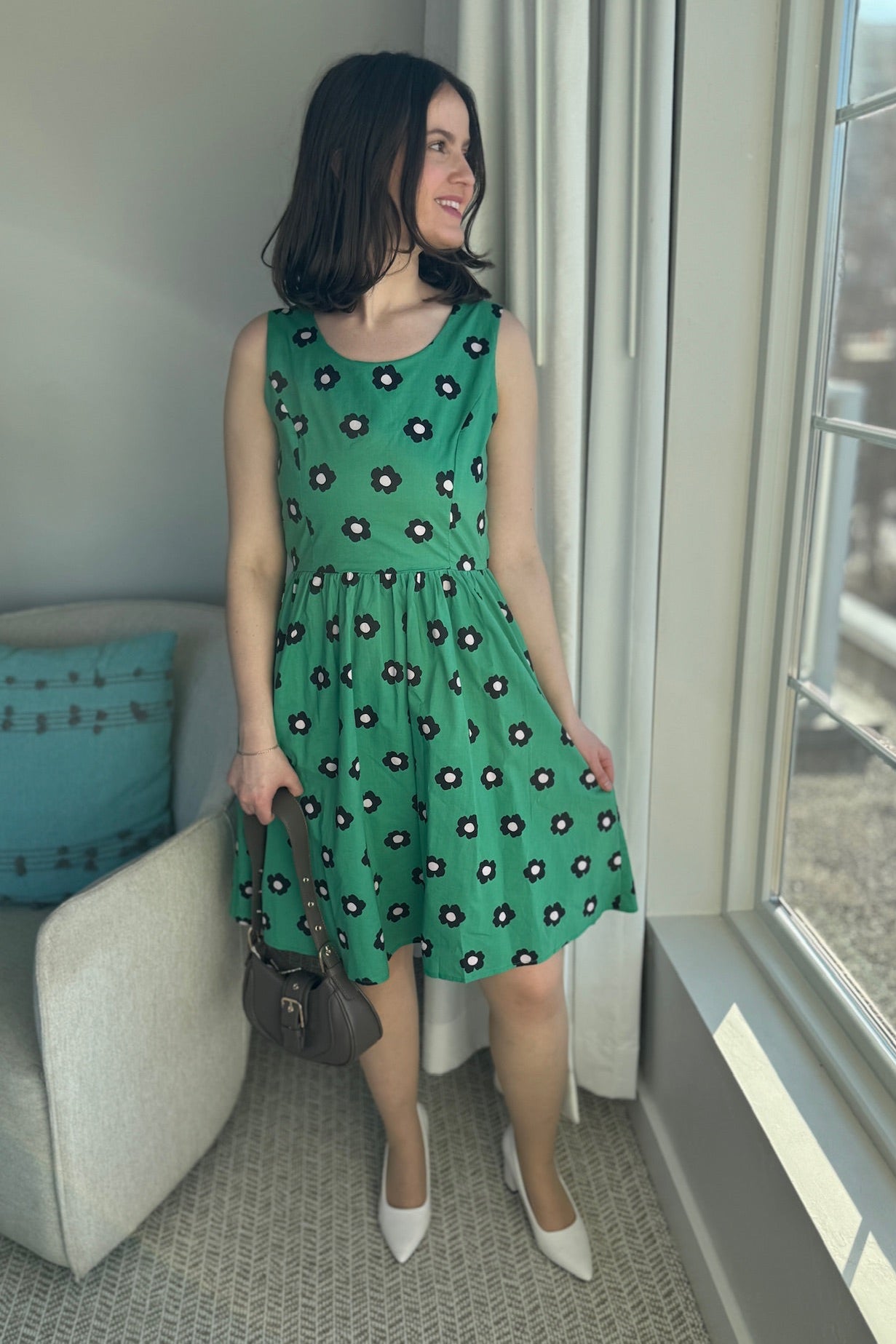 Fit & Flare Floral Dress - Green