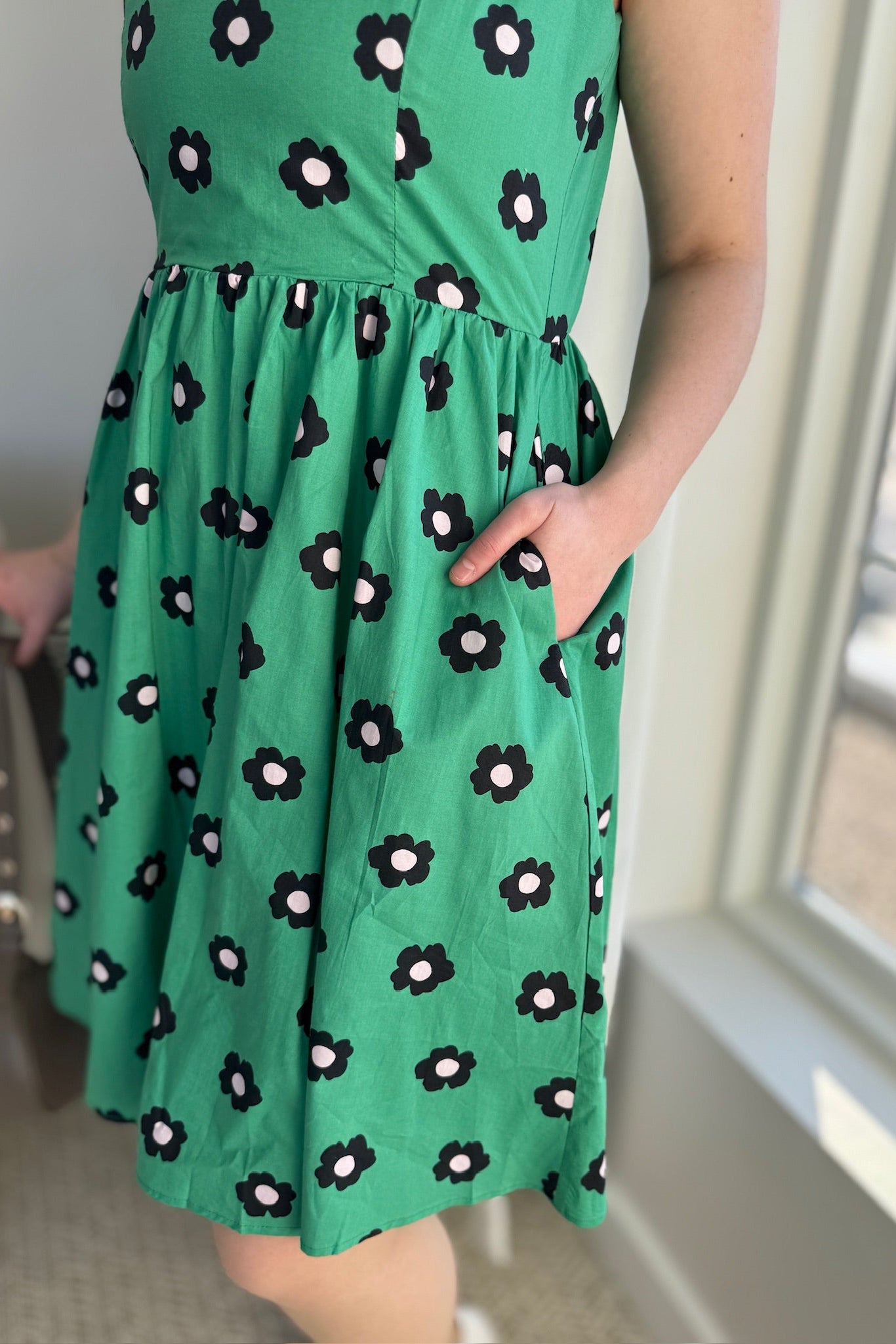 Fit & Flare Floral Dress - Green
