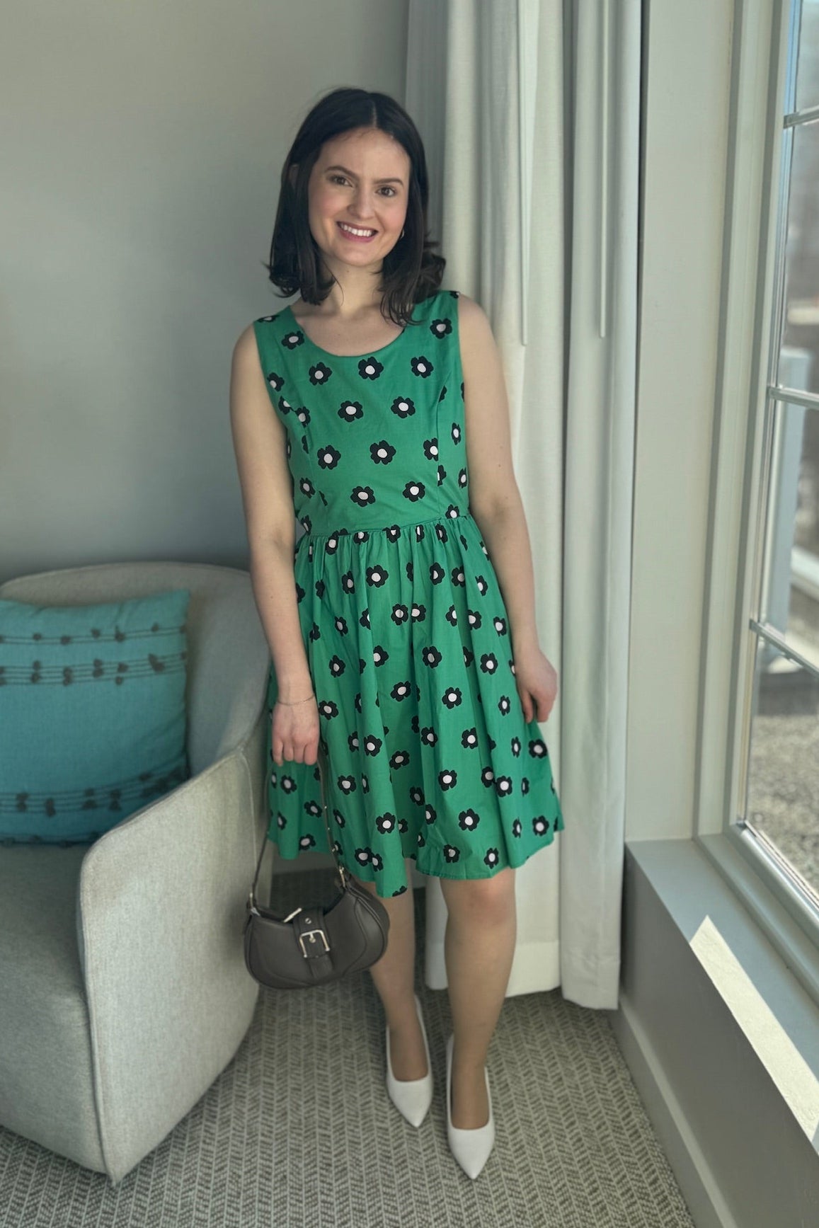 Fit & Flare Floral Dress - Green