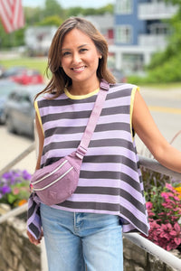 Striped Colorblock Sleeveless Top - Lavender