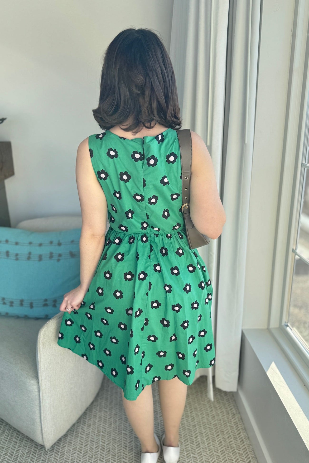 Fit & Flare Floral Dress - Green