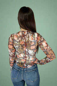 Long Sleeve Mesh Layering Top - Purple