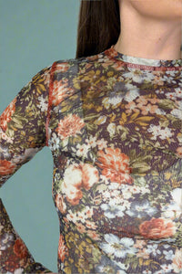 Long Sleeve Mesh Layering Top - Purple