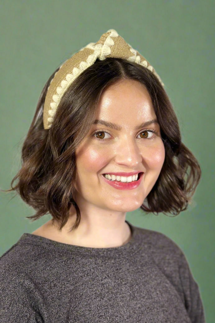 Woven Knotted Headband - Coffee