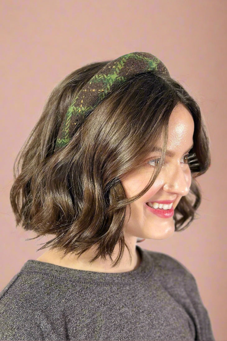 Seasonal Plaid Headband - Brown