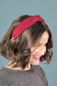 Textured Knotted Headband - Wine