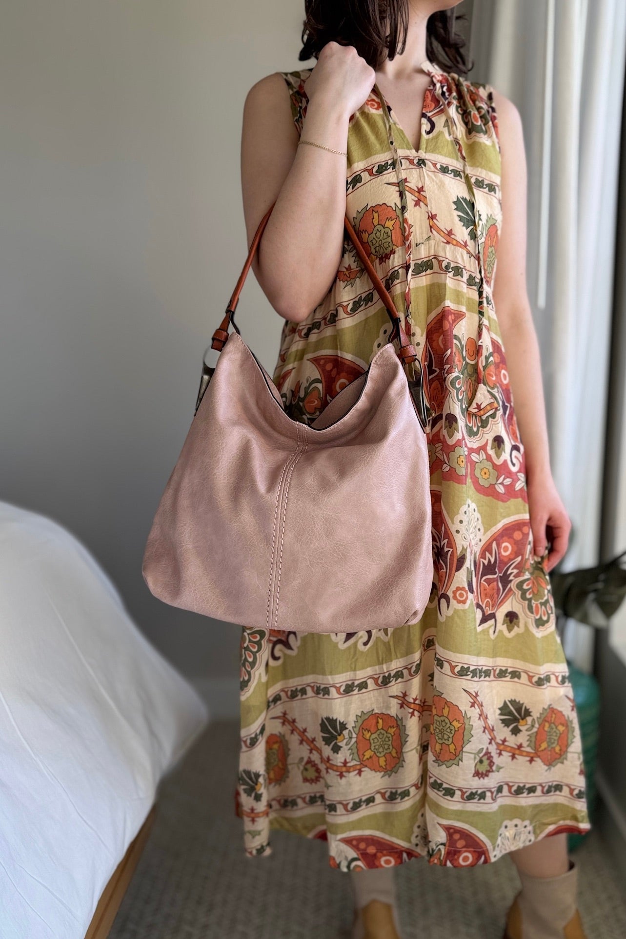 Side Metal Accent Hobo Bag