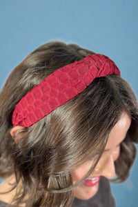 Textured Knotted Headband - Wine