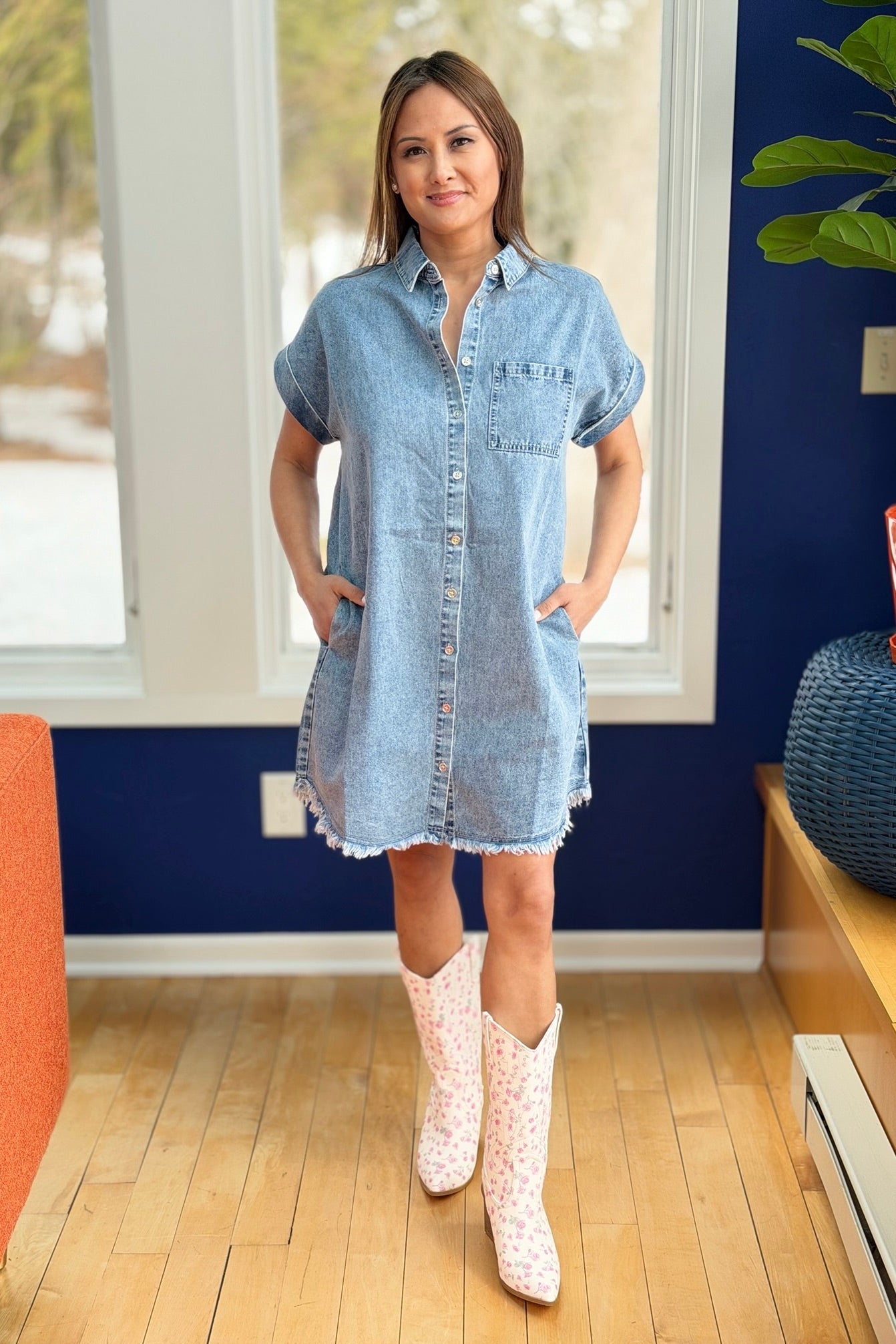 Dayla - Floral Print Western Boots - White