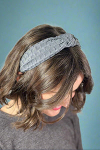 Textured Knotted Headband - Grey