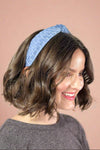 Textured Knotted Headband - Blue