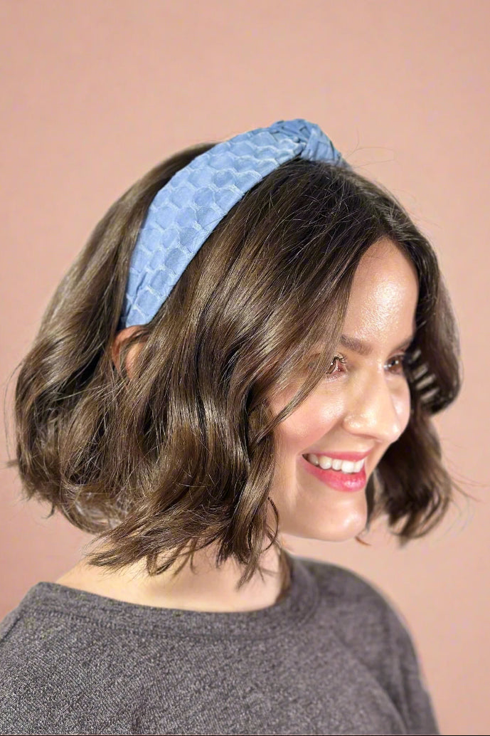 Textured Knotted Headband - Blue
