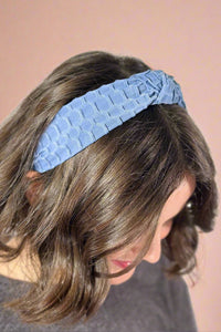 Textured Knotted Headband - Blue
