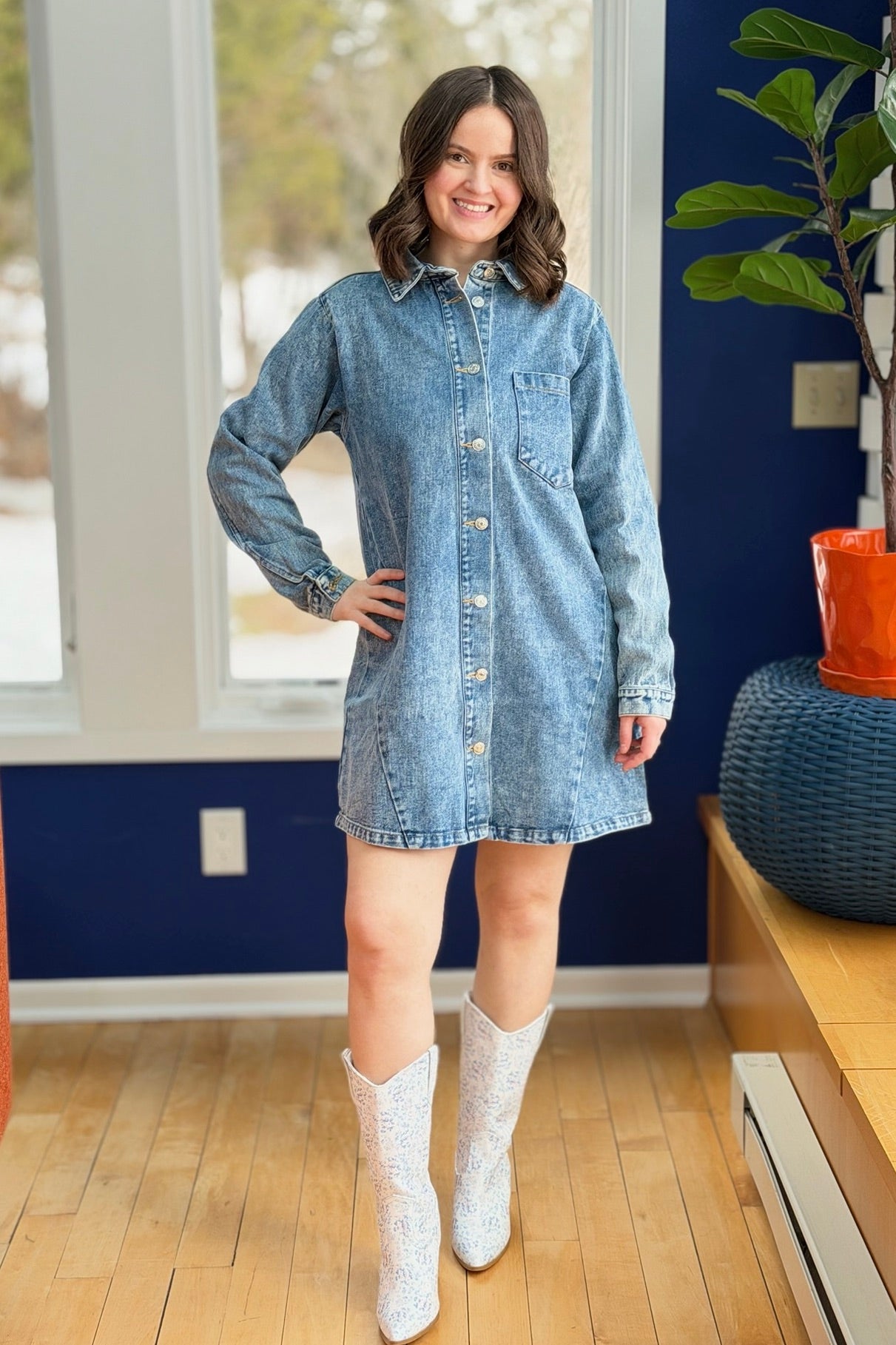 Denim Button Down Shirt Dress