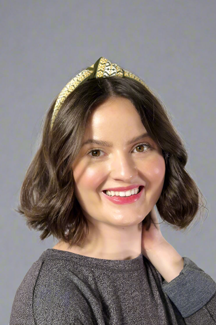Bohemian Wide Knotted Headband - Green