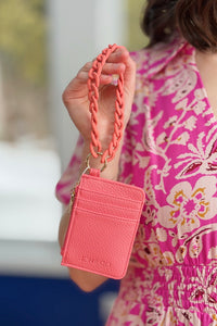 Rhodes Quilted Wallet Chain Bangle - Coral Pink