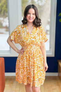 Floral Print Collared Dress - Sunflower