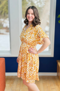 Floral Print Collared Dress - Sunflower
