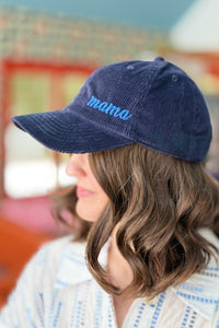Mama Corduroy Baseball Cap - Navy