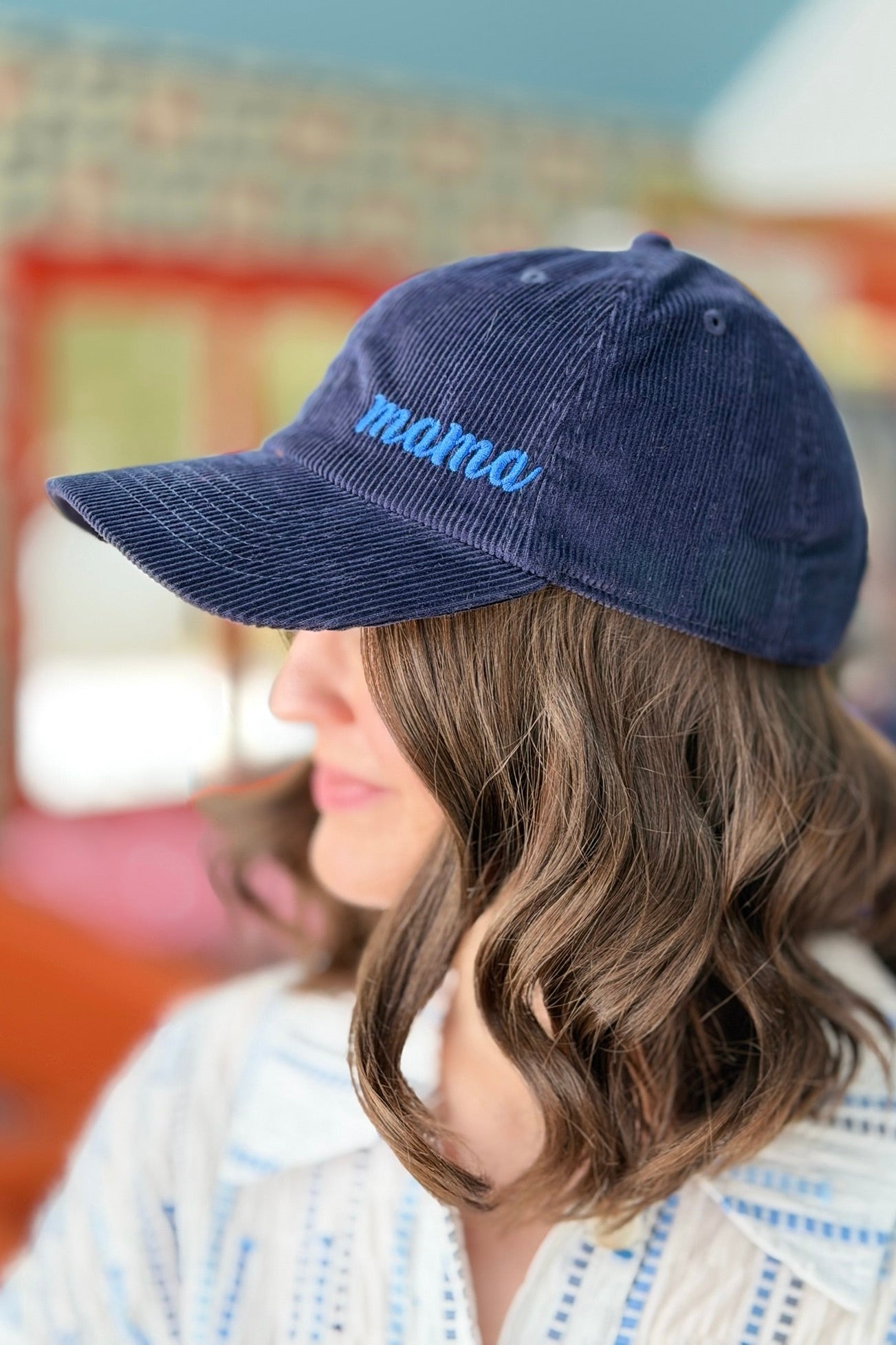 Mama Corduroy Baseball Cap - Navy