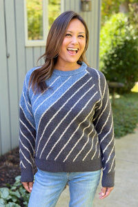 Diagonal Striped Color Block Sweater