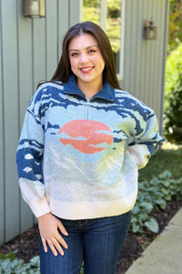 Mountain Half-Zip Sweater - Blue
