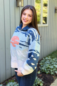 Mountain Half-Zip Sweater - Blue
