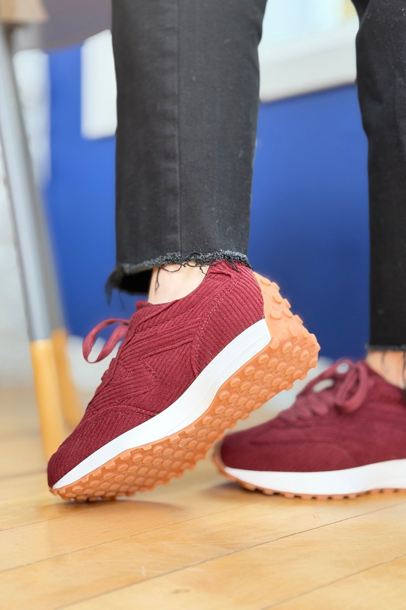 Elani Corduroy Sneaker - Burgundy