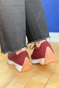 Elani Corduroy Sneaker - Burgundy