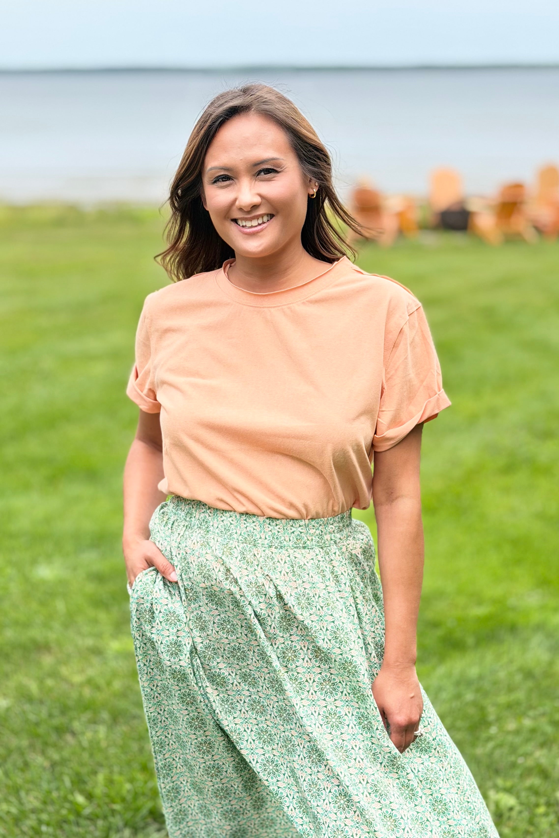 Mali Tee Raw Hem - Peaches