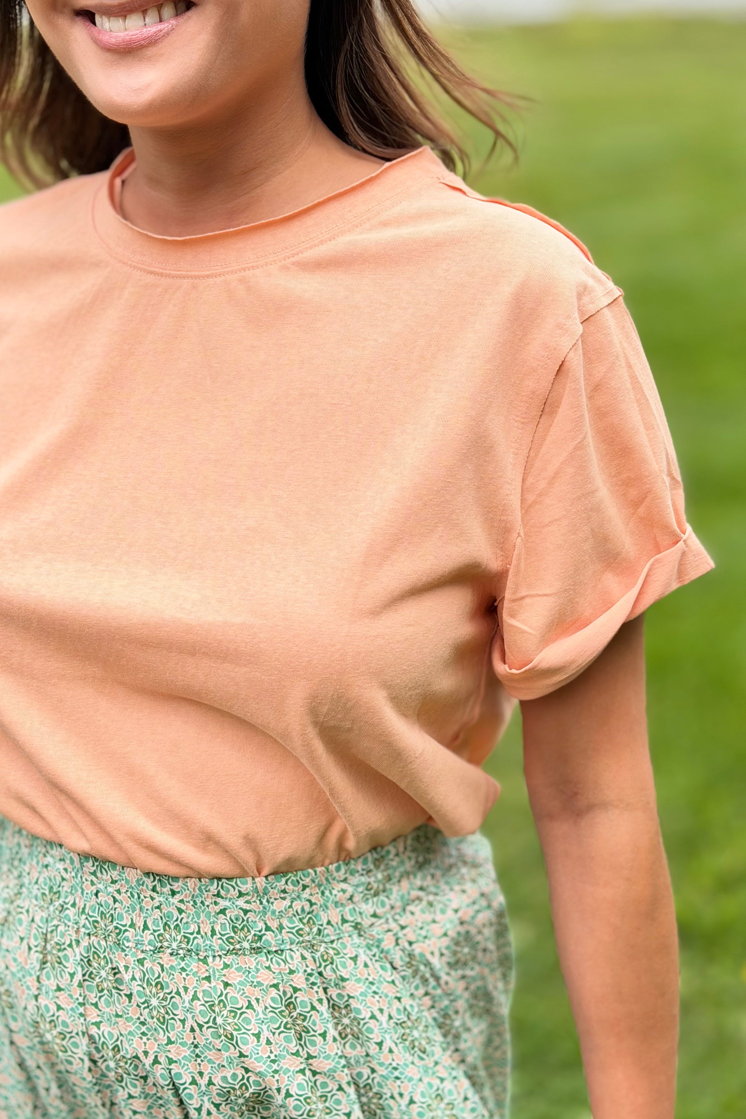 Mali Tee Raw Hem - Peaches