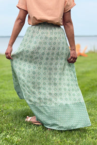 Elastic Waist Skirt - Green Boho