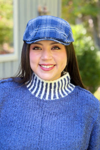 Plaid Short Brim Painter Hat