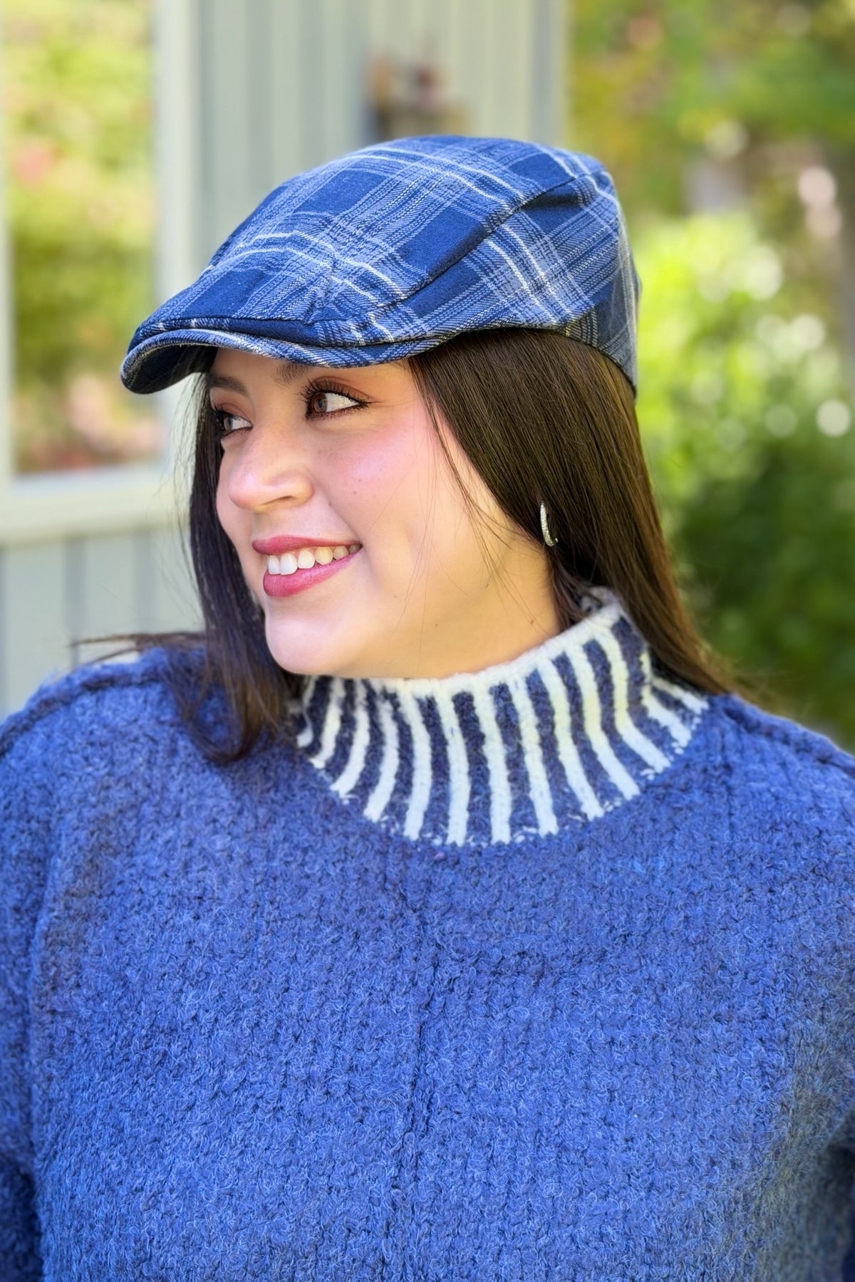Plaid Short Brim Painter Hat