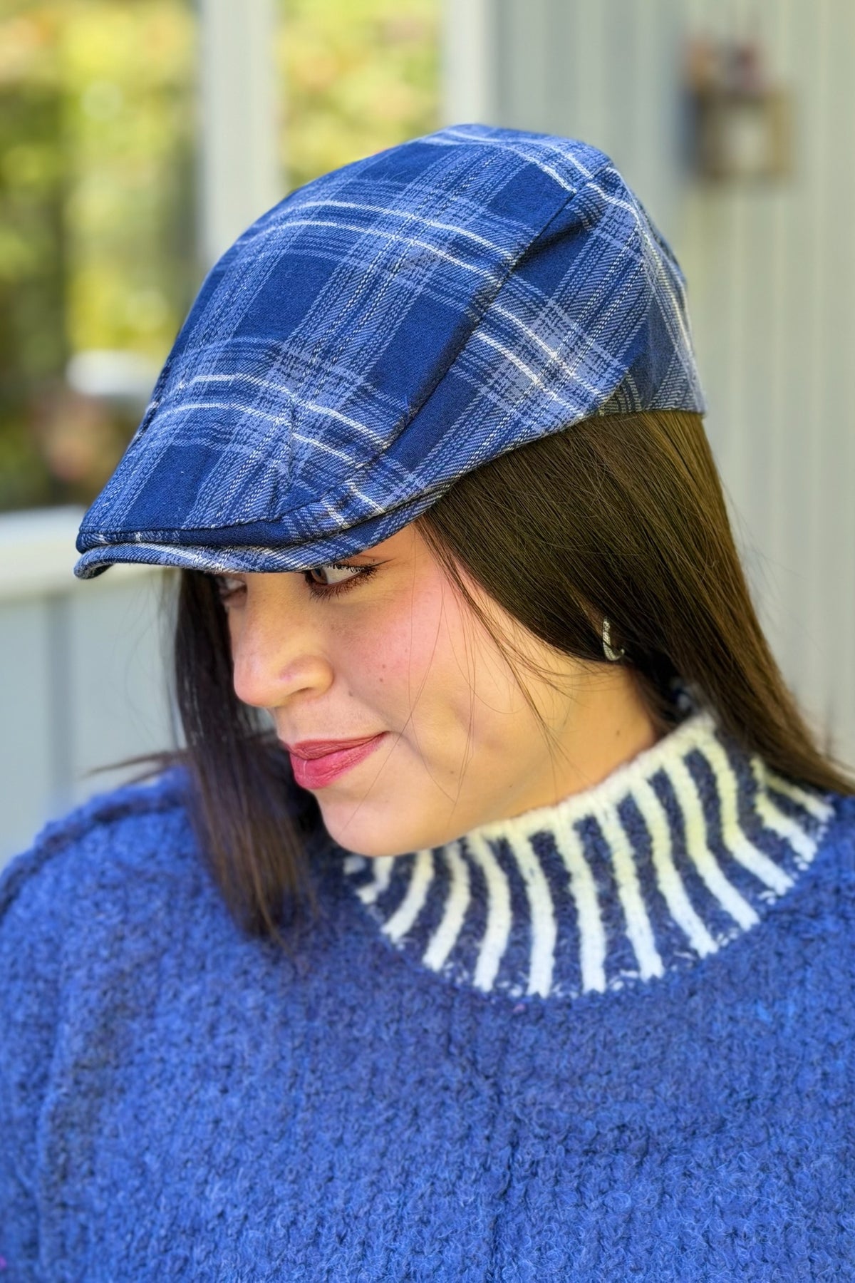 Plaid Short Brim Painter Hat