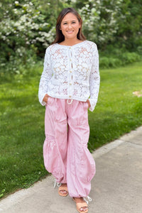 Drawstring Parachute Pants - Red