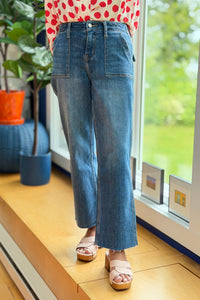 HR Crop Utility Pocket Straight Jeans - LV33